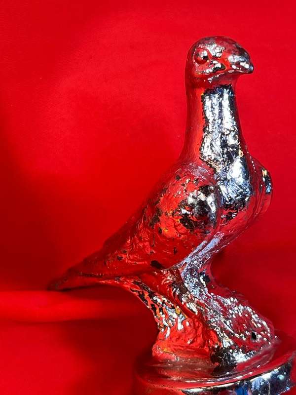 Vintage Chrome Pigeon Car Hood Ornament
