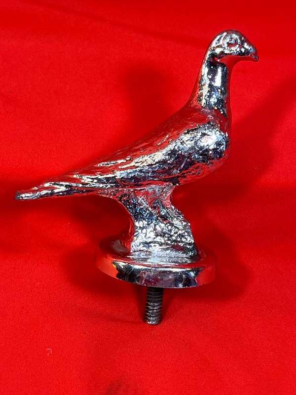 Vintage Chrome Pigeon Car Hood Ornament