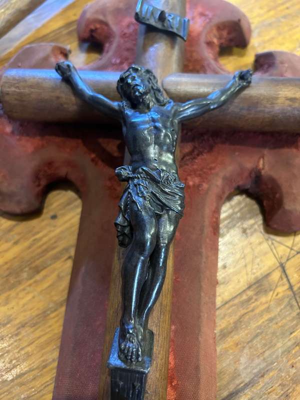 Rare Church Crucifix ( Brass and Wood ) 50 x 30 cm
