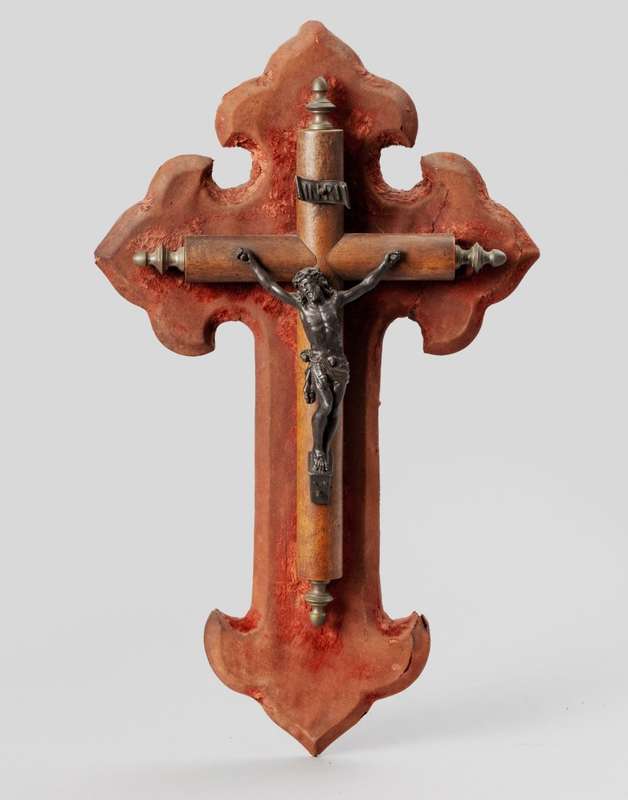 Rare Church Crucifix ( Brass and Wood ) 50 x 30 cm