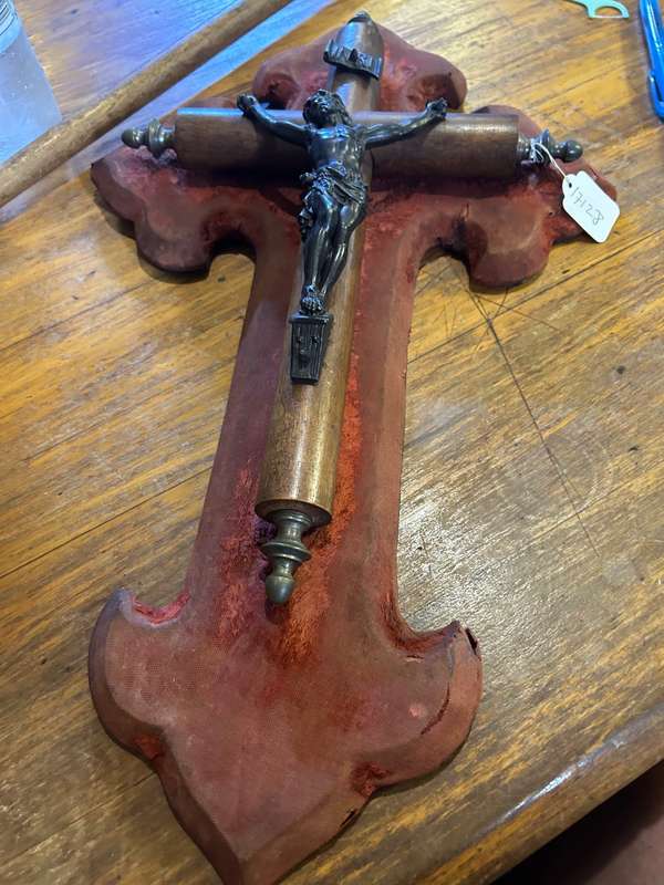 Rare Church Crucifix ( Brass and Wood ) 50 x 30 cm