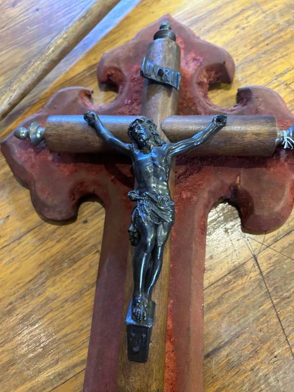 Rare Church Crucifix ( Brass and Wood ) 50 x 30 cm