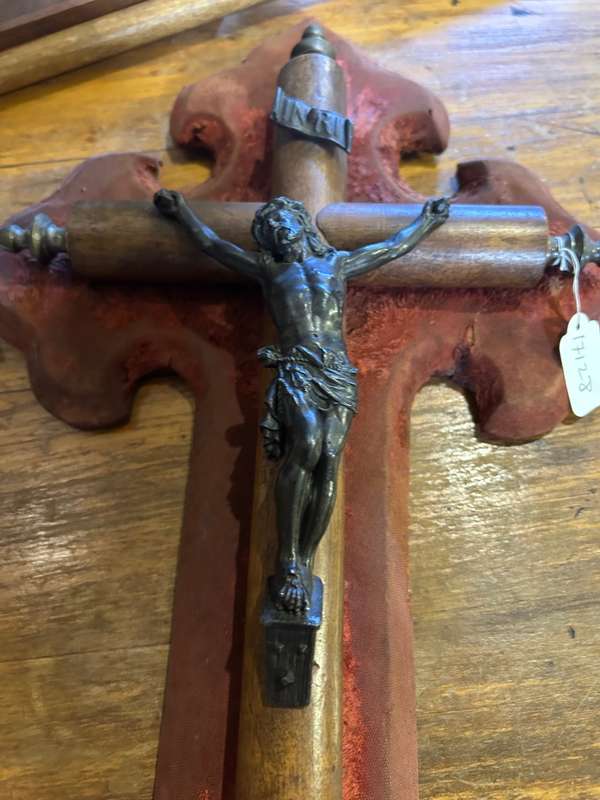 Rare Church Crucifix ( Brass and Wood ) 50 x 30 cm