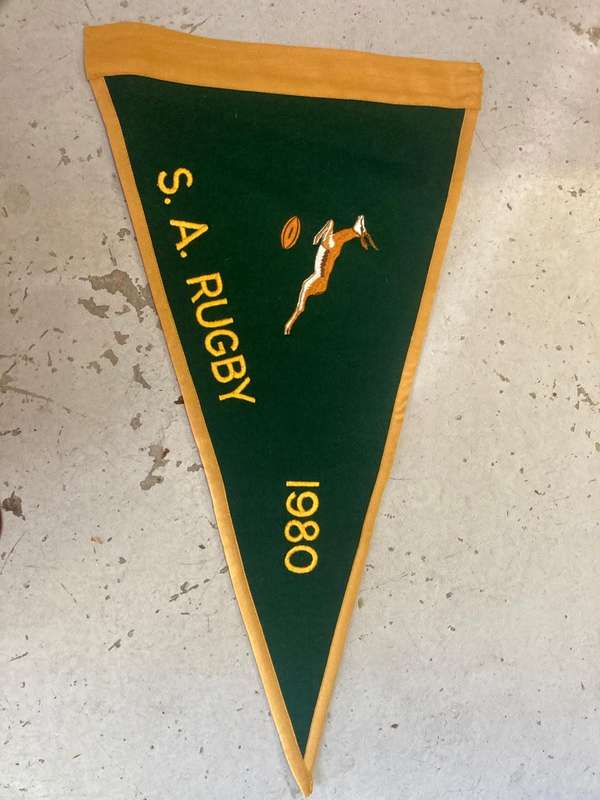 Rugby : Original Sideline Flag , Springbok 1980