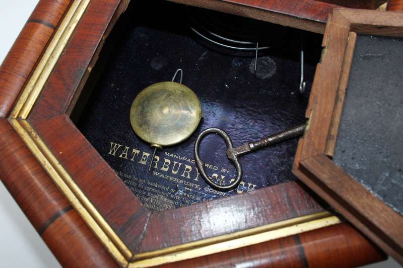 Beautiful Mahogany Welsh Calender Clock by Waterbury Clock Co