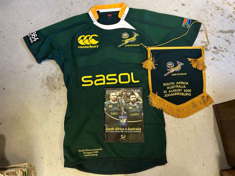 Rugby: Springbok Players Jersey no 7 plus pennant , program