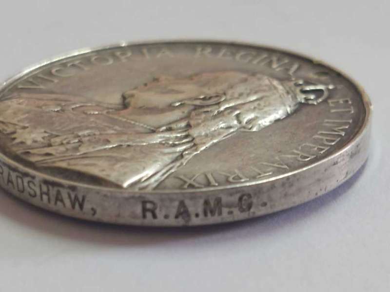 Boer War Silver Medal. Cpl AE Bradshaw , RAMG