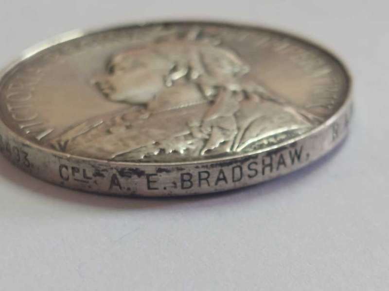 Boer War Silver Medal. Cpl AE Bradshaw , RAMG