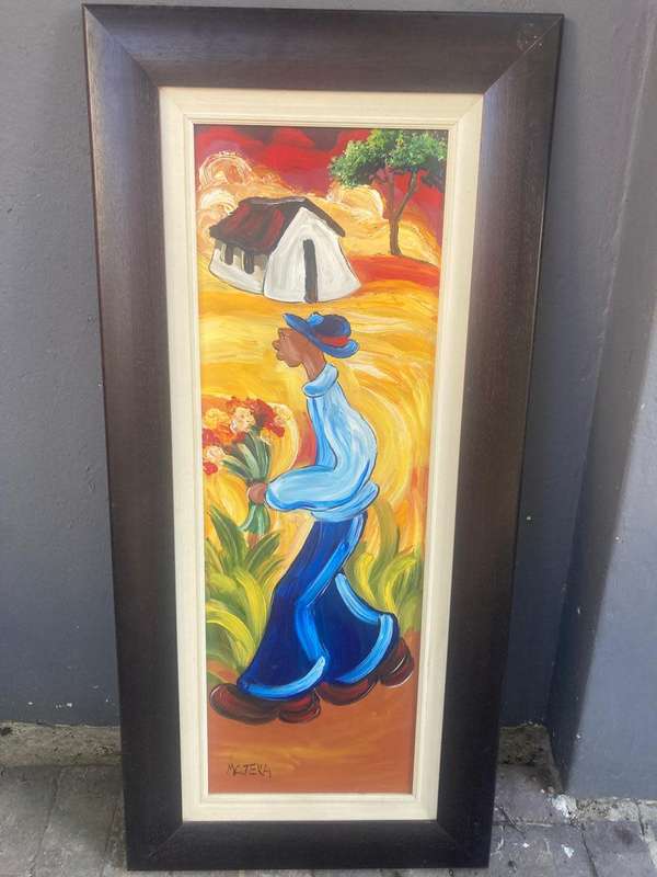Oil Paintings : Pair of of Oilpaintings by Mateka ( 114 x 54 cm )