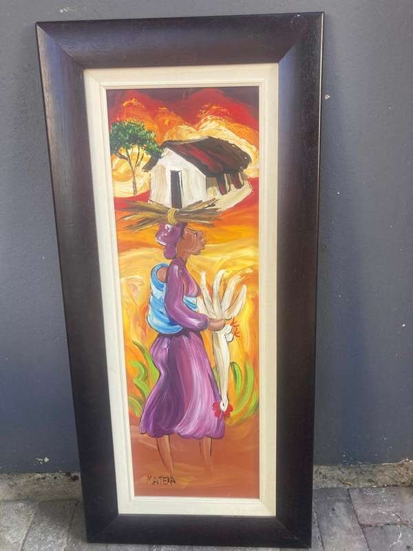 Oil Paintings : Pair of of Oilpaintings by Mateka ( 114 x 54 cm )