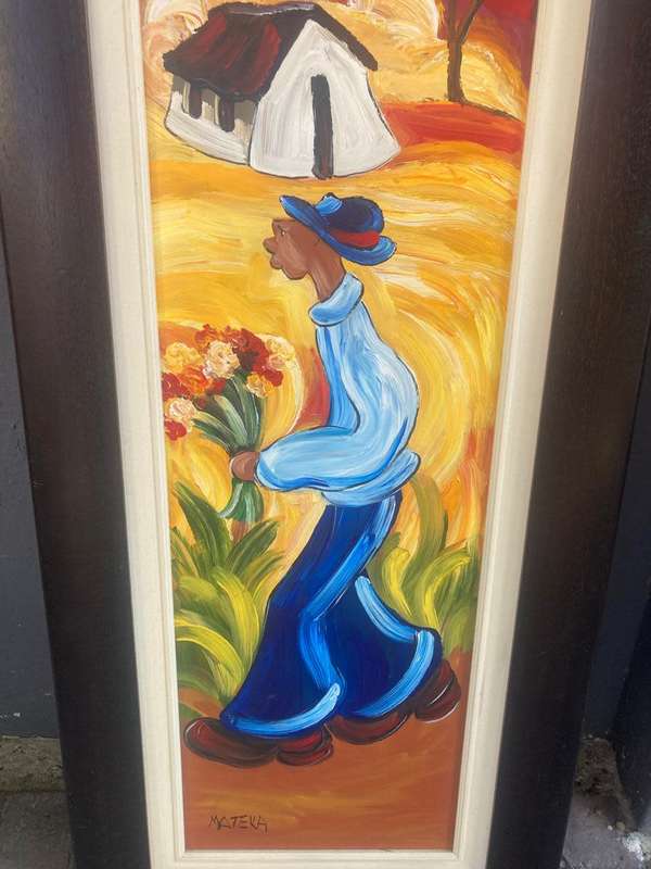 Oil Paintings : Pair of of Oilpaintings by Mateka ( 114 x 54 cm )