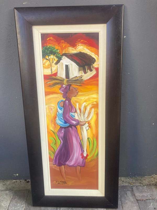 Oil Paintings : Pair of of Oilpaintings by Mateka ( 114 x 54 cm )