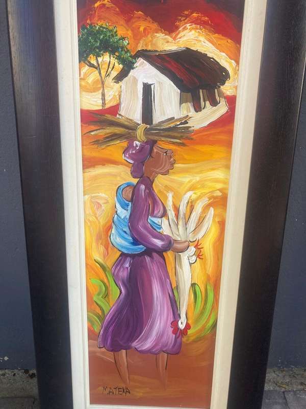 Oil Paintings : Pair of of Oilpaintings by Mateka ( 114 x 54 cm )