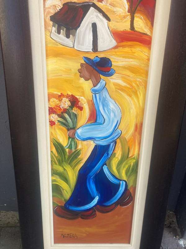 Oil Paintings : Pair of of Oilpaintings by Mateka ( 114 x 54 cm )