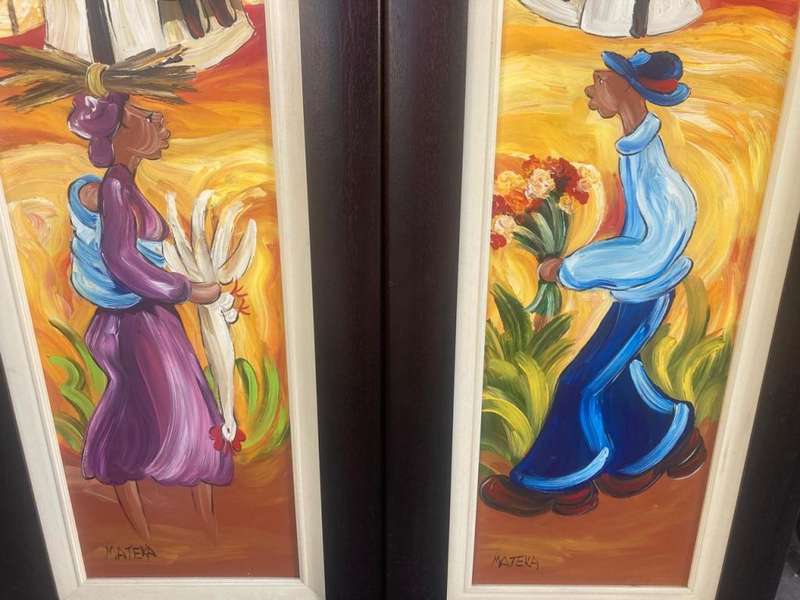 Oil Paintings : Pair of of Oilpaintings by Mateka ( 114 x 54 cm )