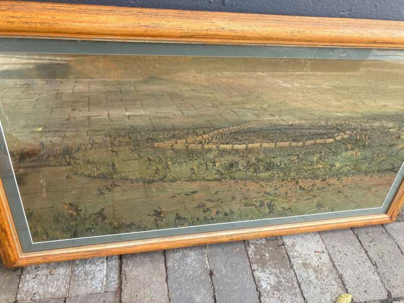 Vintage Africana Bloedrivier Print ( 99 x 55 cm )