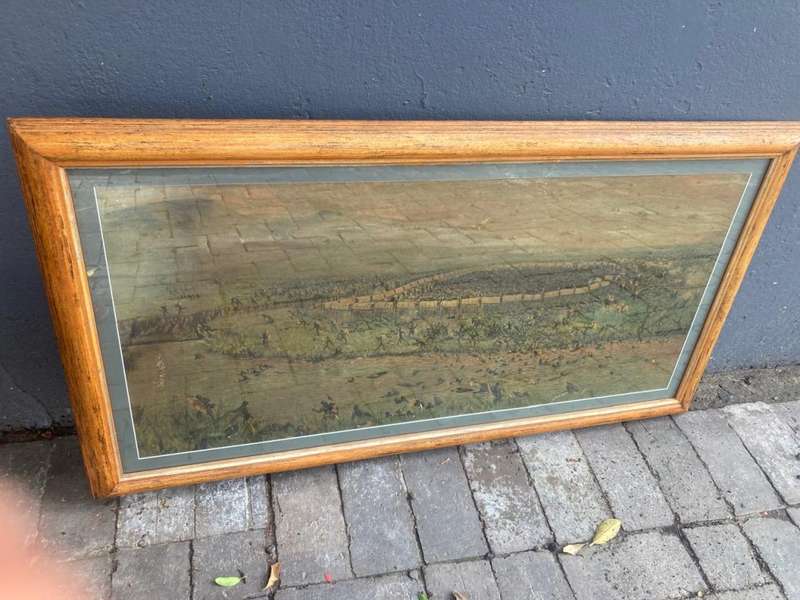 Vintage Africana Bloedrivier Print ( 99 x 55 cm )