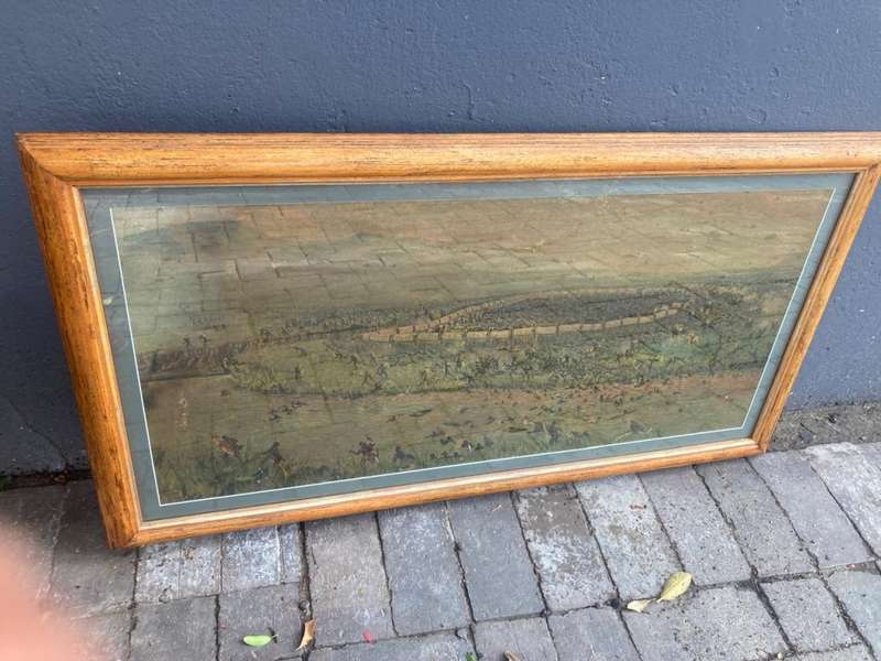 Vintage Africana Bloedrivier Print ( 99 x 55 cm )