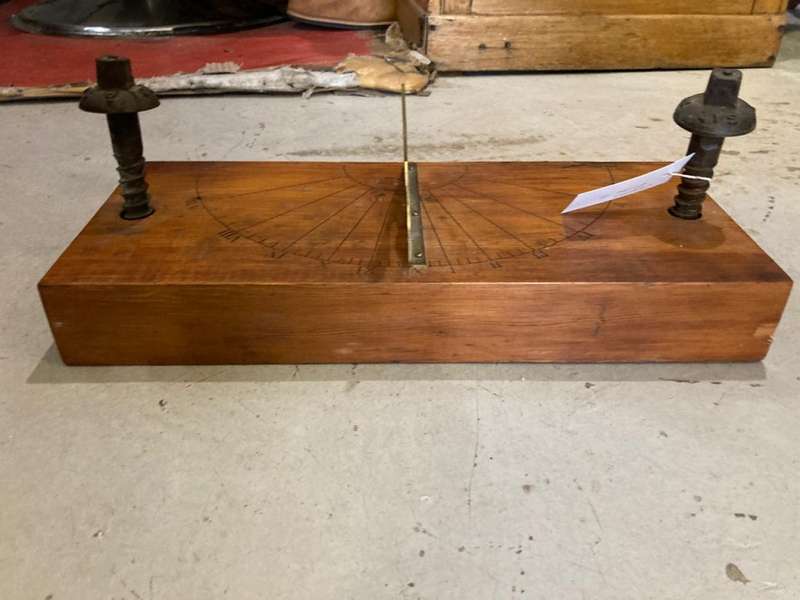 Brass Sundial on Wooden Base