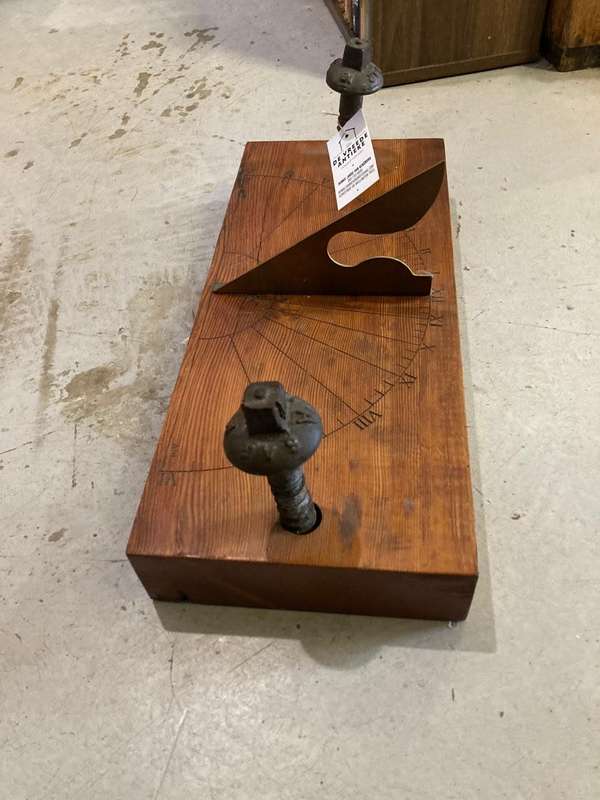 Brass Sundial on Wooden Base
