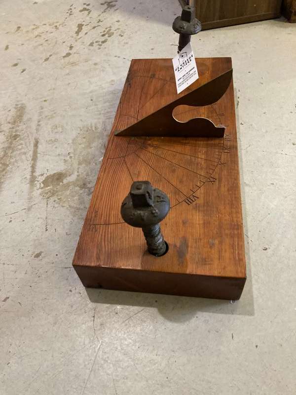 Brass Sundial on Wooden Base