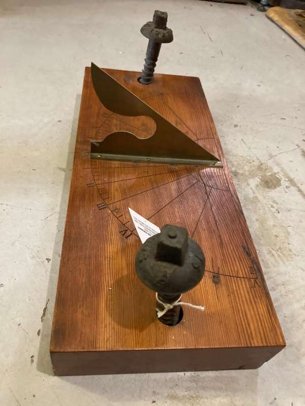 Brass Sundial on Wooden Base