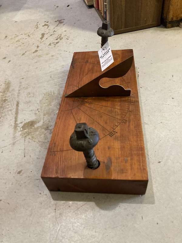 Brass Sundial on Wooden Base