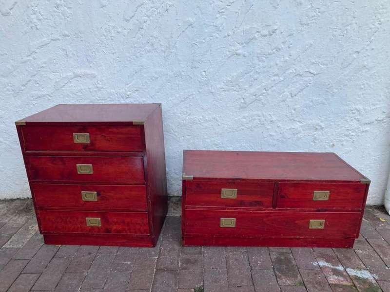 Pair of Drawer Cabinets with Brass Handles