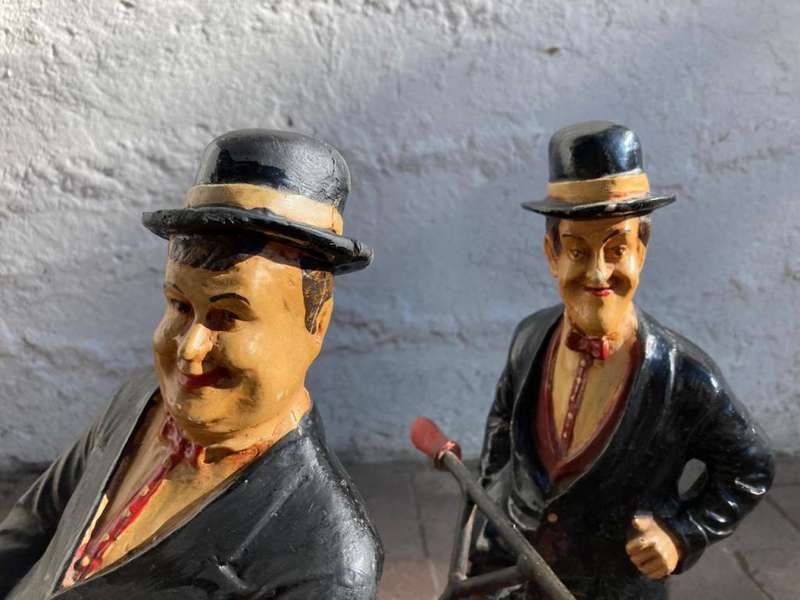 Vintage Laurel and Hardy on Trycycle ( 50 x 50 x 25 cm )