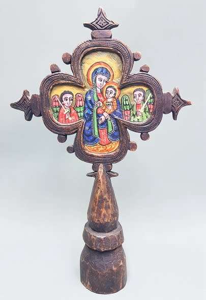 Ethiopian Icon Cross Handpainted
