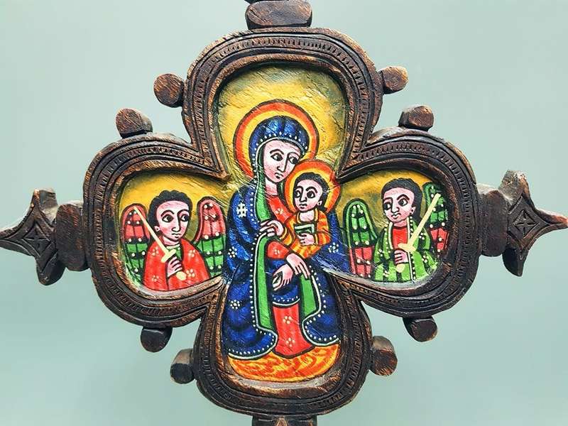 Ethiopian Icon Cross Handpainted