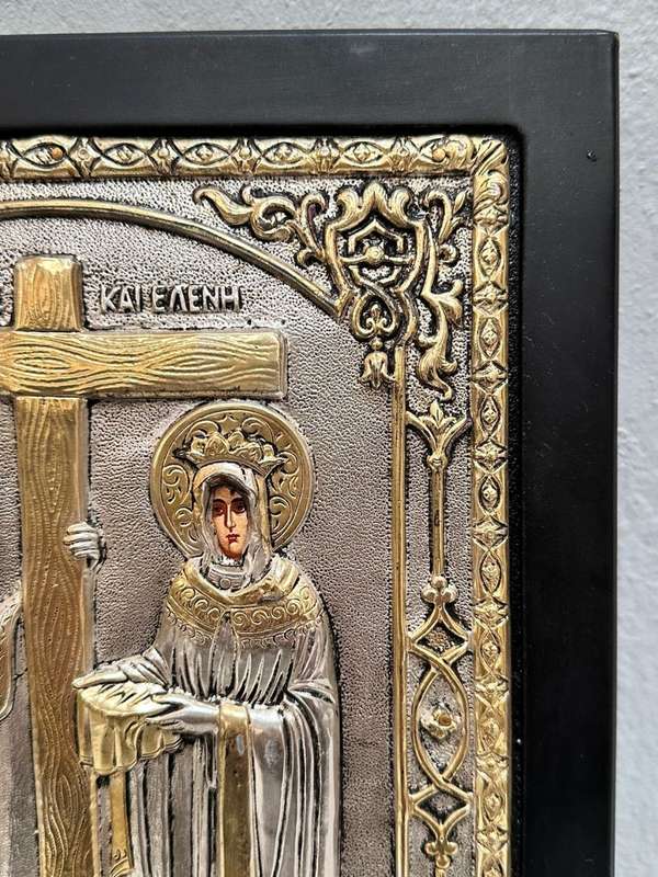 Silver ( 925) Greek Icon: St Constantine and St Helen
