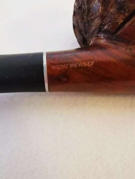 Briar Wood Pipes : a Pair carved with image of the Pope.