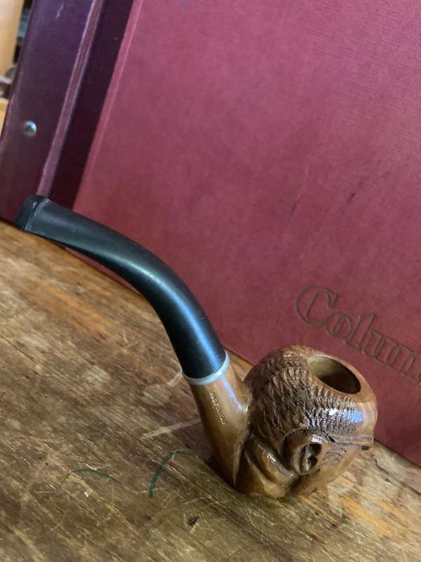 Briar Wood Pipes : a Pair carved with image of the Pope.