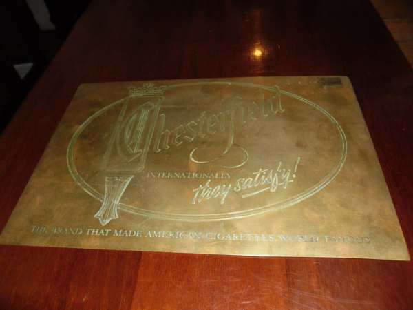 BRASS CHESTERFIELD PLAQUE