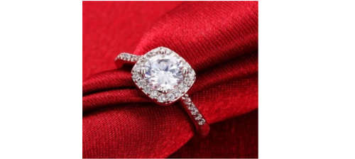 Luxury 1.30ct Gold Plated **Simulated Diamond Ring** Cushion Look Design wedding Ring for Women