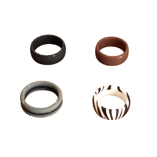 4 Pack Men`s Silicone Rings - Assorted Sizes
