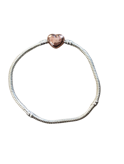 European Bracelet - Rose Gold Heart Clasp