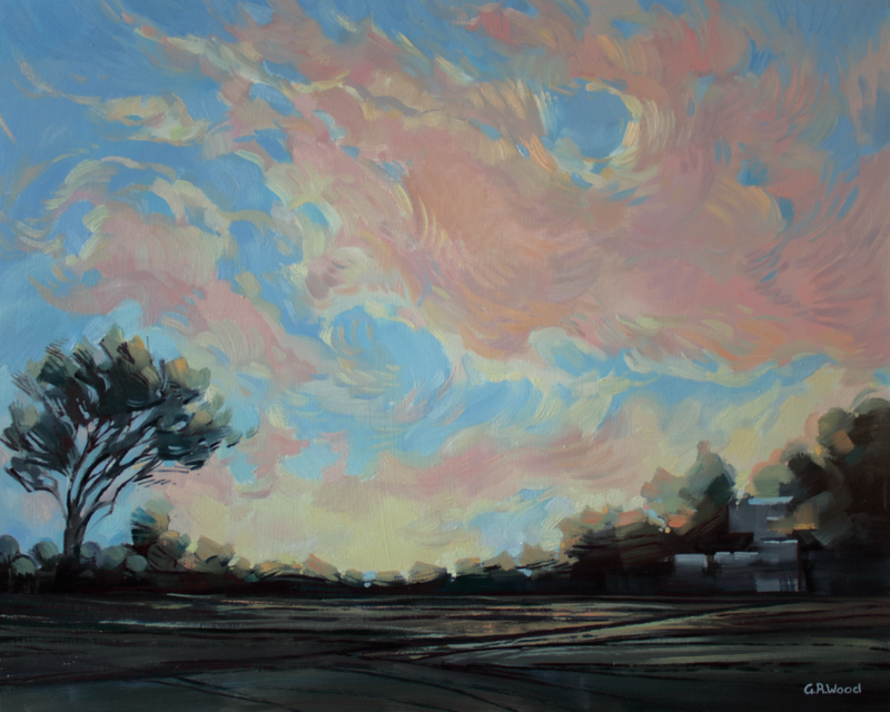 G.R.Wood `Rhythmic clouds over Pasture`