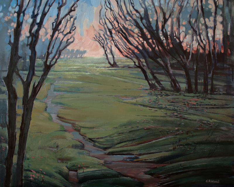 G.R.Wood `Sunset through the Poplars`