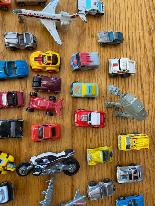 Micro machines and other small toys.