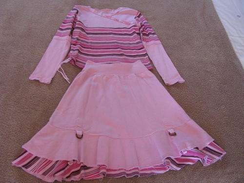 KEEDO pink stripe top and skirt - Age 7