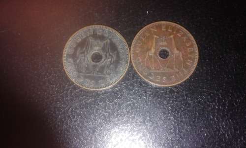 1957 and 1958 Rhodesia and Nyasaland 1/2d coins