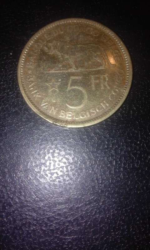 1936 5Fr from Bank van Belgish Congo
