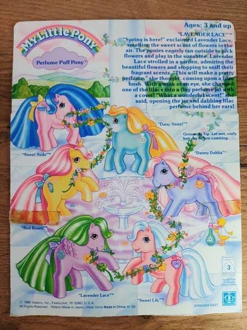 My Little Pony G1 - Backcard for Perfume Puff Pony Lavender Lace