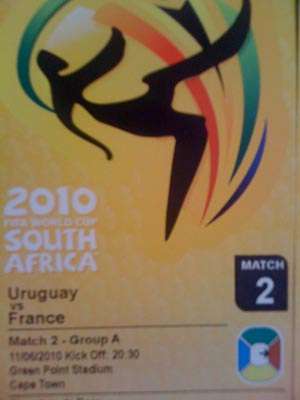 FIFA 2010, URUGUAY vs FRANCE, 4x CATEGORY 3 TICKETS!!!