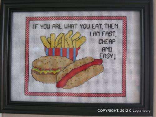 Funny Fast Food Cross Stitch Pattern. Buy directly from Designer.  NO SHIPPING FEE