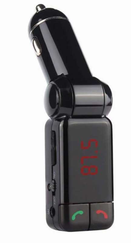In-Car Wireless Bluetooth® FM Transmitter, Mic, Usb Disk, Usb charger, Auto mute, Line-in, Led, Bl