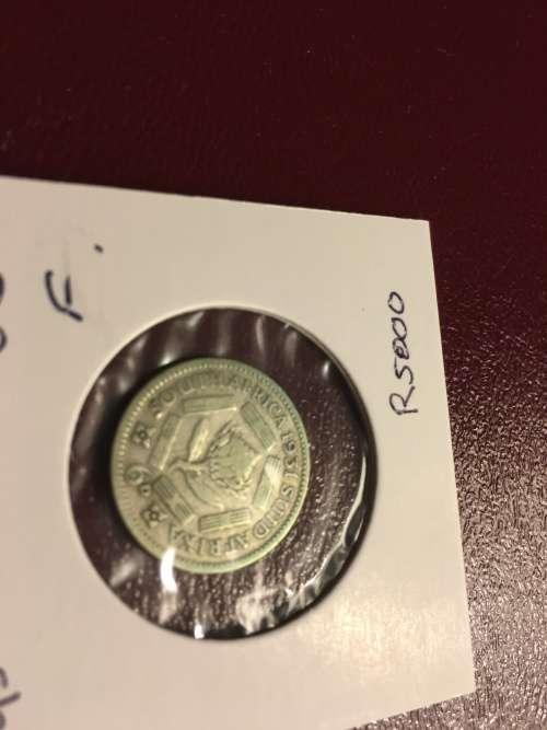 1931 UNION OF SOUTH AFRICA  SIXPENCE 6D ! ONLY 4805 MINTED ! VERY SCARCE !!