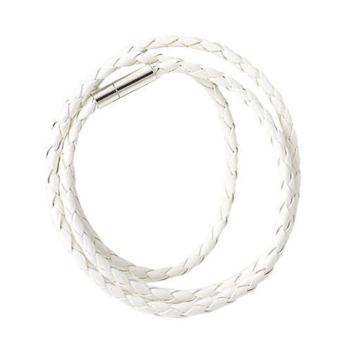 WHITE Faux Leather Interlaced Cuff Bangle Multilayer Wristband Bracelet